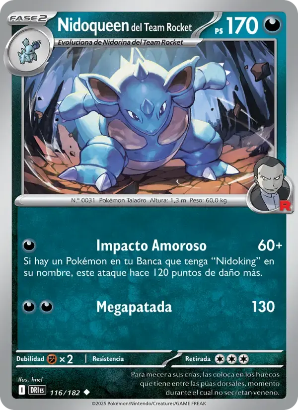 Nidoqueen del Team Rocket — Rivales Predestinados 116 Spanish Pokémon card
