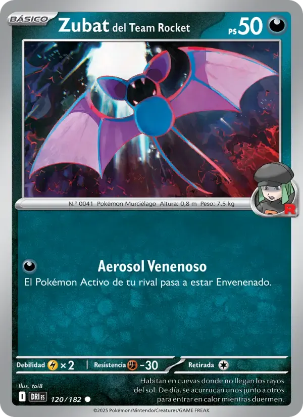 Zubat del Team Rocket — Rivales Predestinados 120 Spanish Pokémon card