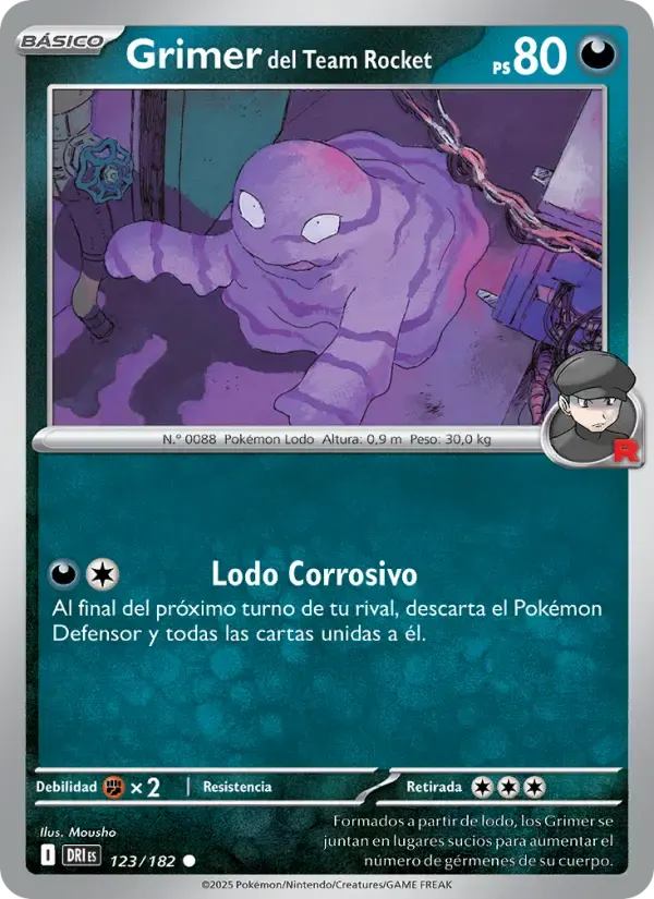 Grimer del Team Rocket — Rivales Predestinados 123 Spanish Pokémon card
