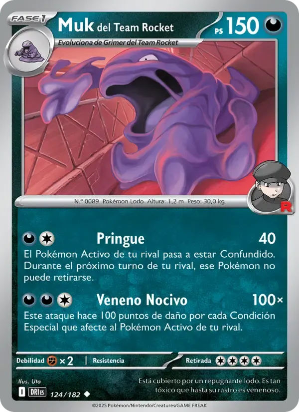 Muk del Team Rocket — Rivales Predestinados 124 Spanish Pokémon card