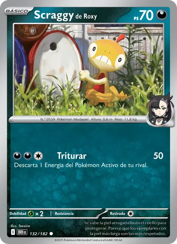 Scraggy de Roxy — Rivales Predestinados 132 Spanish Pokémon card