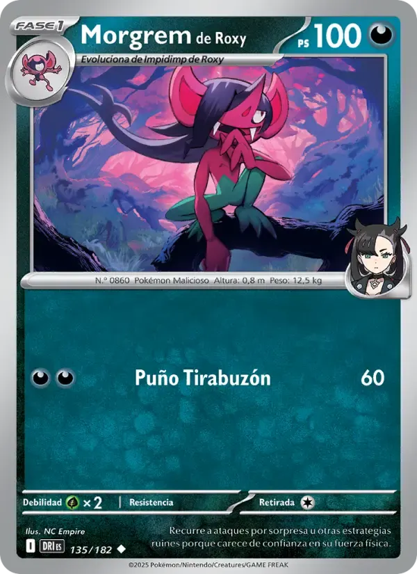 Morgrem de Roxy — Rivales Predestinados 135 Spanish Pokémon card