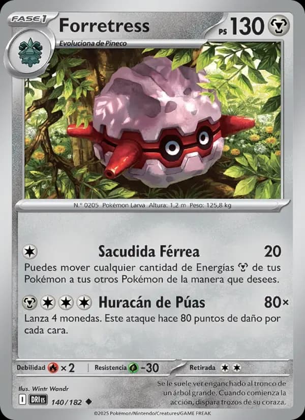 Forretress — Rivales Predestinados 140 Spanish Pokémon card