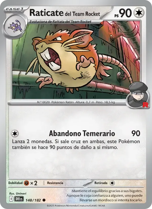 Raticate del Team Rocket — Rivales Predestinados 148 Spanish Pokémon card