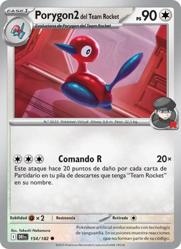 Porygon2 del Team Rocket — Rivales Predestinados 154 Spanish Pokémon card