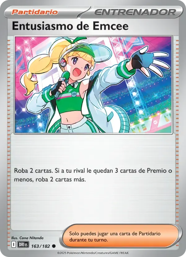Entusiasmo de Emcee — Rivales Predestinados 163 Spanish Pokémon card