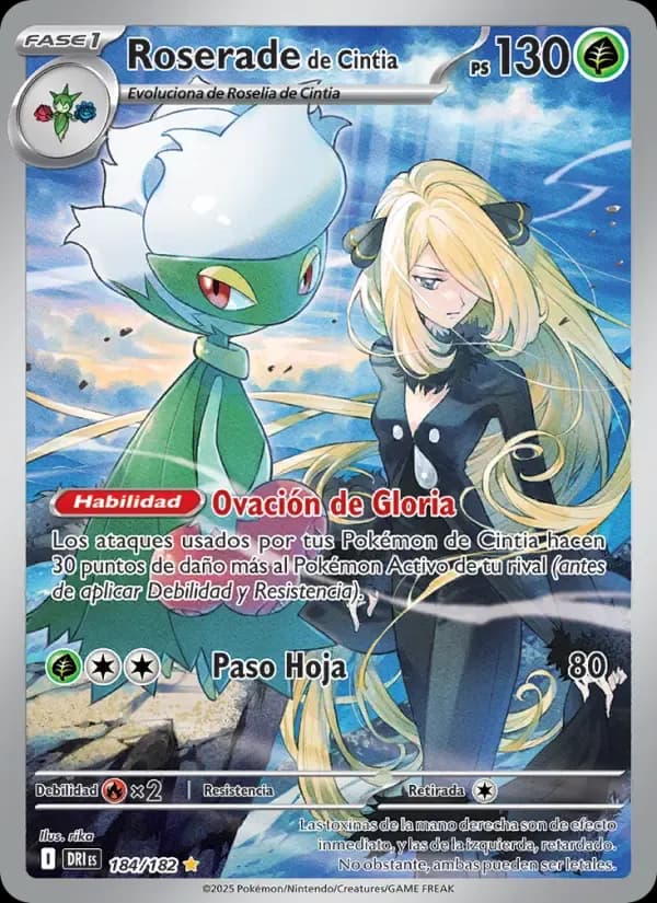 Roserade de Cintia — Rivales Predestinados 184 Spanish Pokémon card
