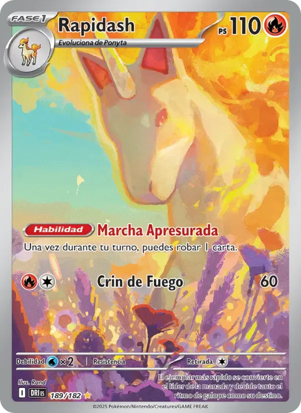 Rapidash — Rivales Predestinados 189 Spanish Pokémon card
