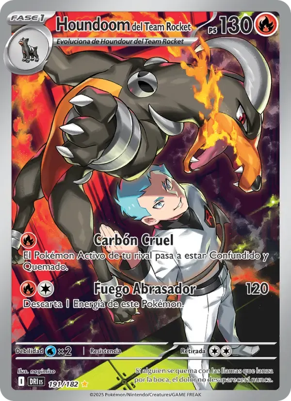 Houndoom del Team Rocket — Rivales Predestinados 191 Spanish Pokémon card