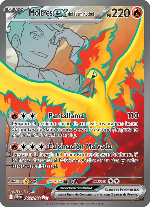 Moltres ex del Team Rocket — Rivales Predestinados 208 Spanish Pokémon card