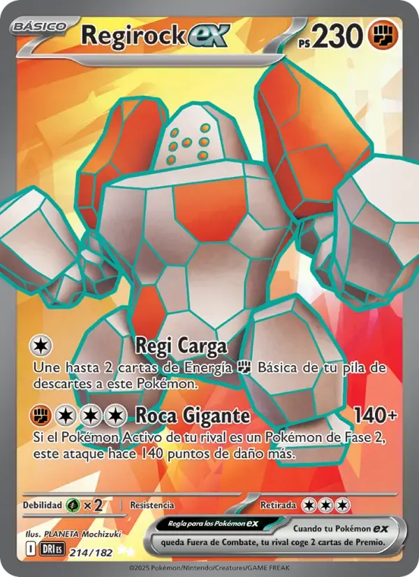 Regirock ex — Rivales Predestinados 214 Spanish Pokémon card