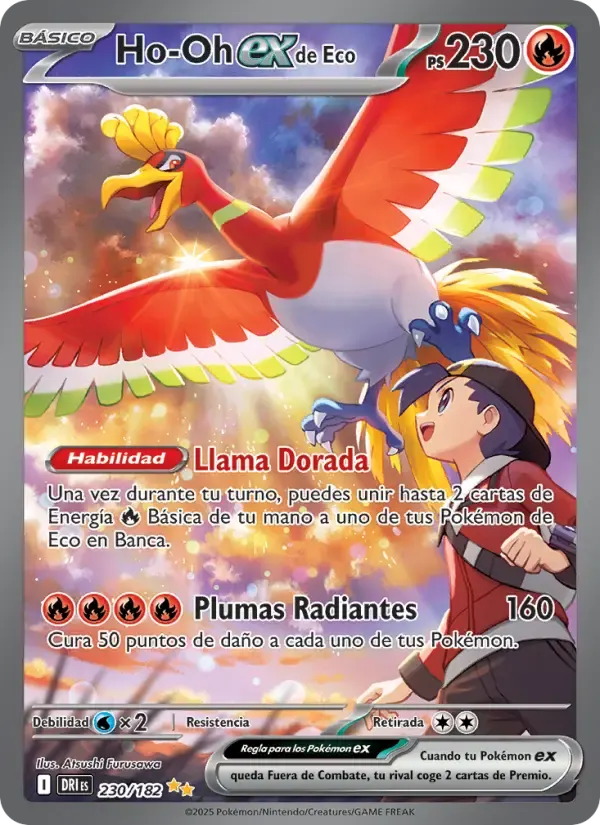 Ho-Oh ex de Eco — Rivales Predestinados 230 Spanish Pokémon card