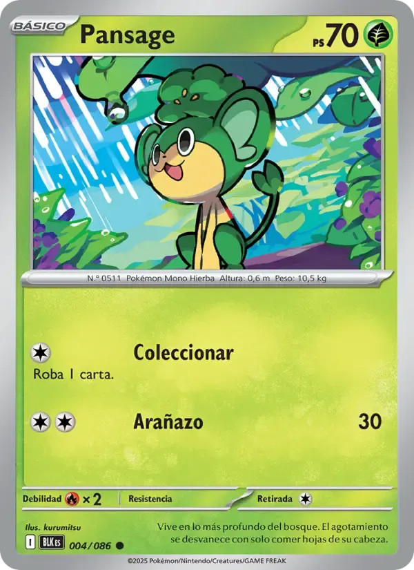 Pansage — Fulgor Negro 4 Spanish Pokémon card
