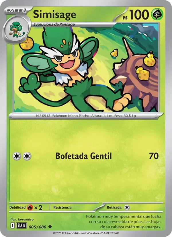 Simisage — Fulgor Negro 5 Spanish Pokémon card