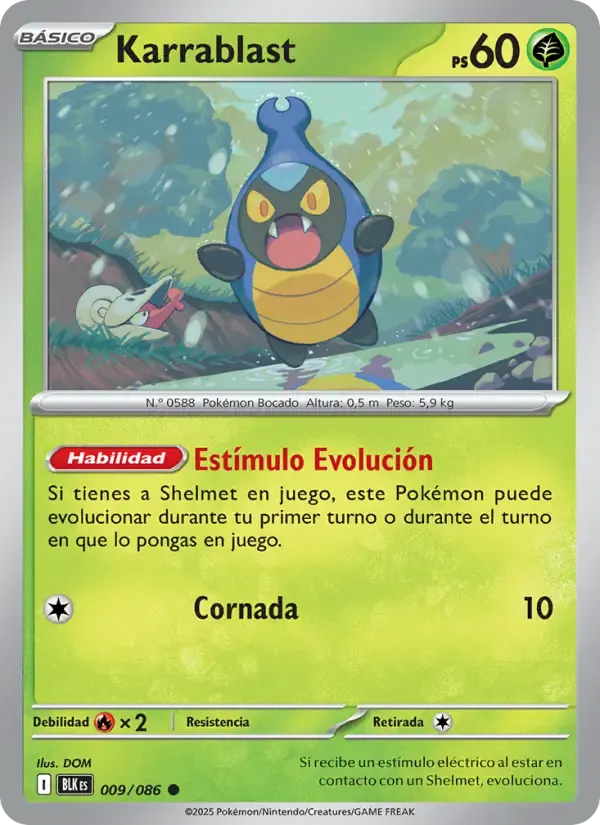 Karrablast — Fulgor Negro 9 Spanish Pokémon card