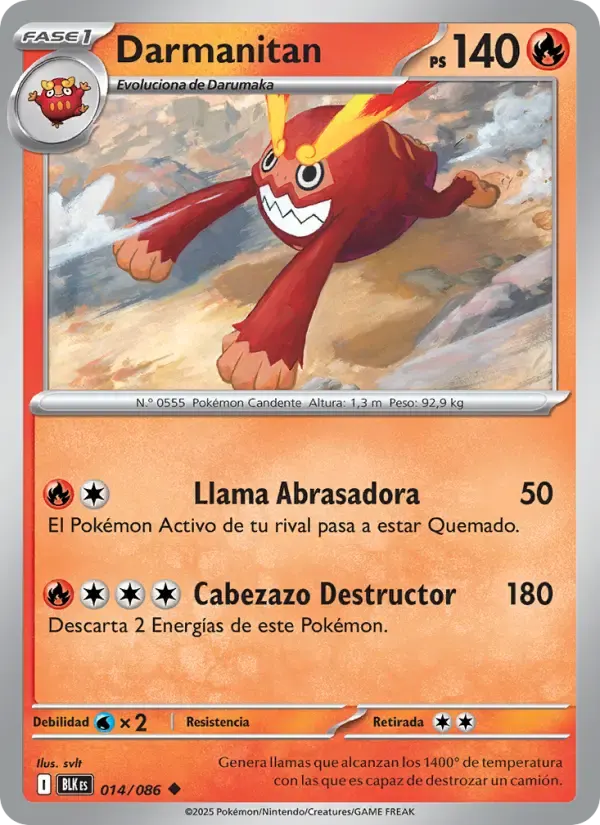 Darmanitan — Fulgor Negro 14 Spanish Pokémon card