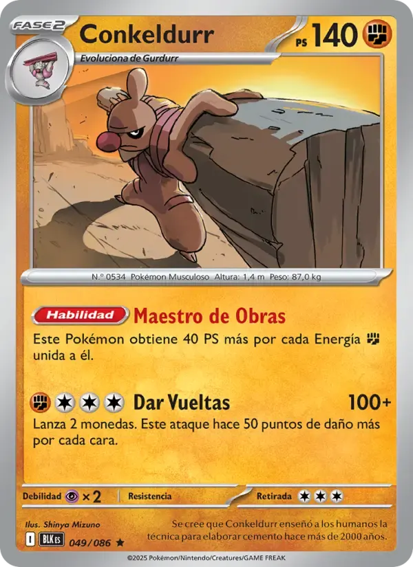Conkeldurr — Fulgor Negro 49 Spanish Pokémon card