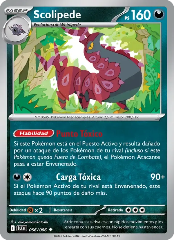Scolipede — Fulgor Negro 56 Spanish Pokémon card
