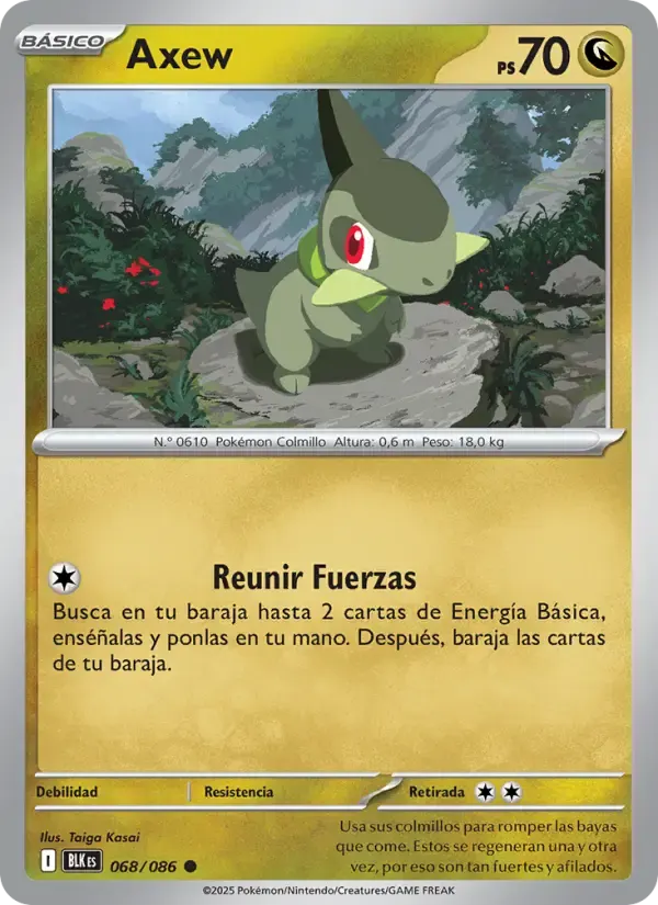 Axew — Fulgor Negro 68 Spanish Pokémon card