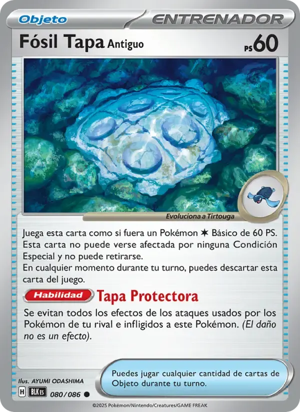 Fósil Tapa Antiguo — Fulgor Negro 80 Spanish Pokémon card