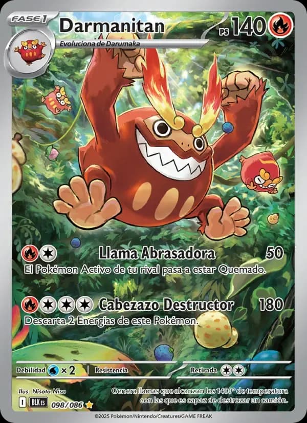 Darmanitan — Fulgor Negro 98 Spanish Pokémon card