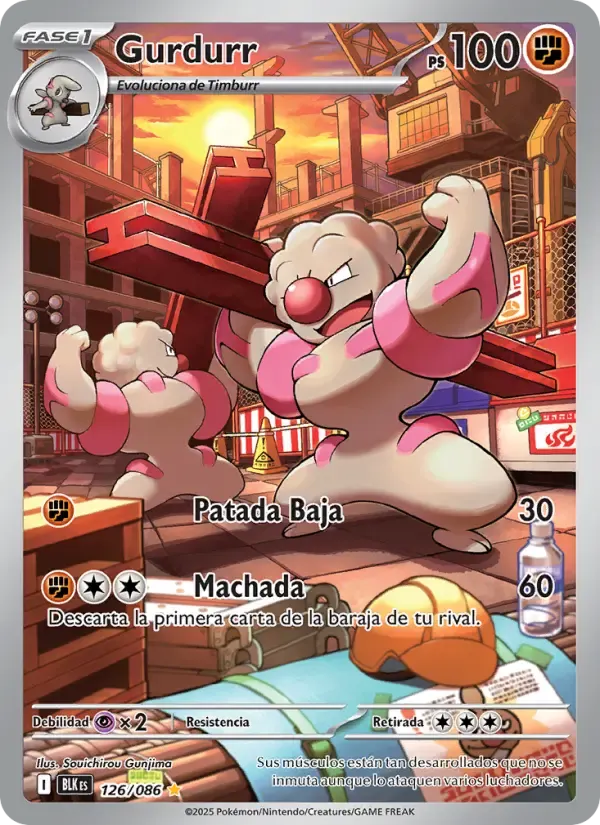 Gurdurr — Fulgor Negro 126 Spanish Pokémon card