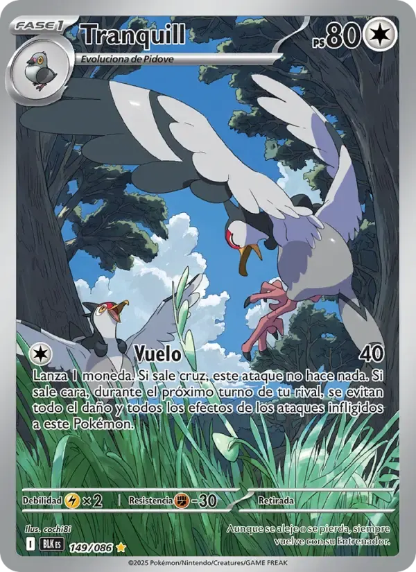Tranquill — Fulgor Negro 149 Spanish Pokémon card