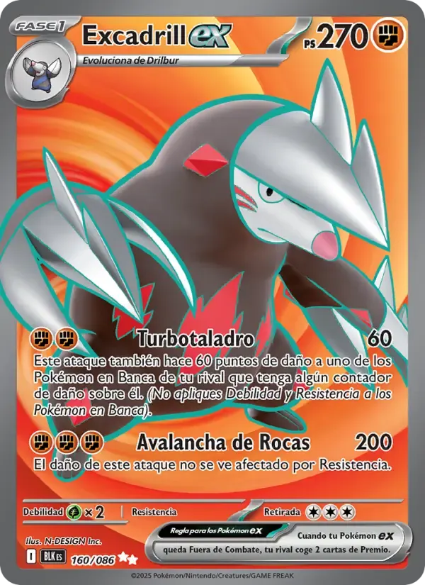 Excadrill ex — Fulgor Negro 160 Spanish Pokémon card