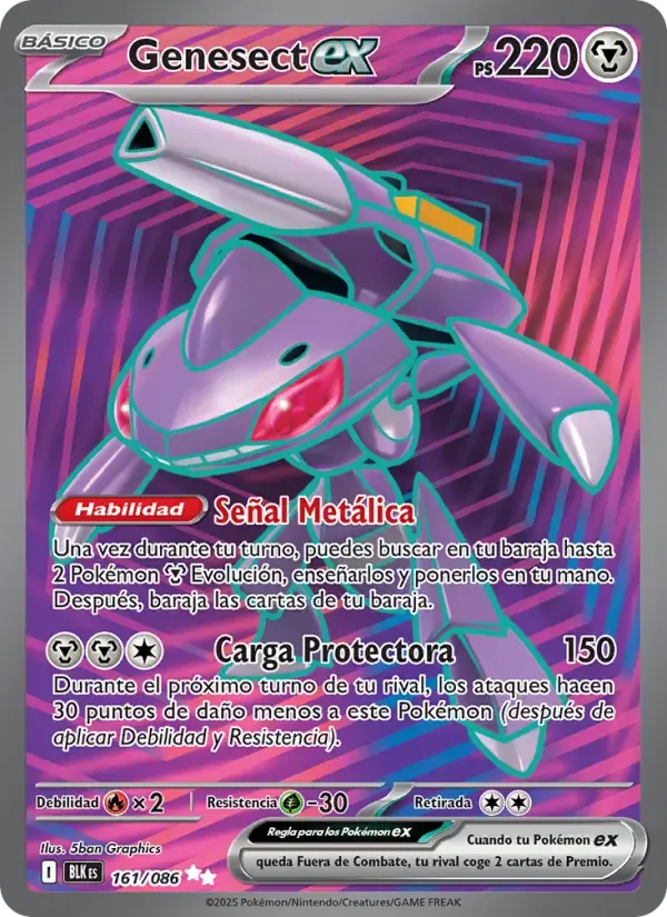 Genesect ex — Fulgor Negro 161 Spanish Pokémon card