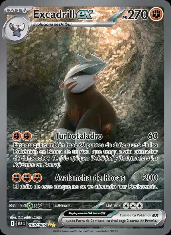 Excadrill ex — Fulgor Negro 168 Spanish Pokémon card
