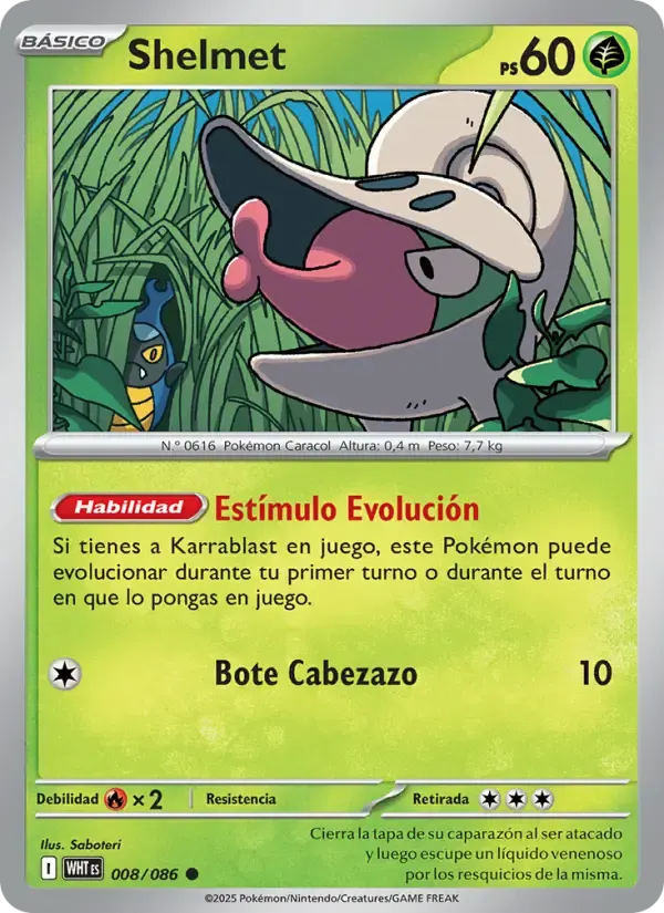Shelmet — Llama Blanca 8 Spanish Pokémon card