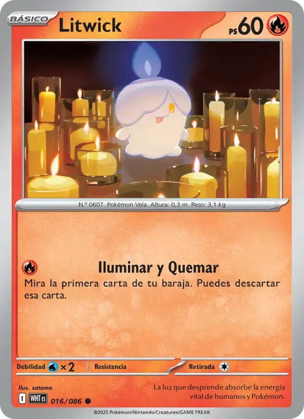 Litwick — Llama Blanca 16 Spanish Pokémon card