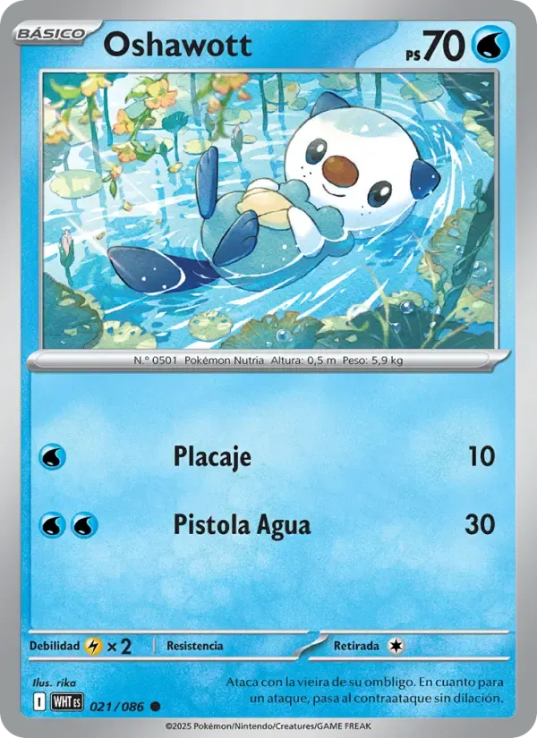 Oshawott — Llama Blanca 21 Spanish Pokémon card
