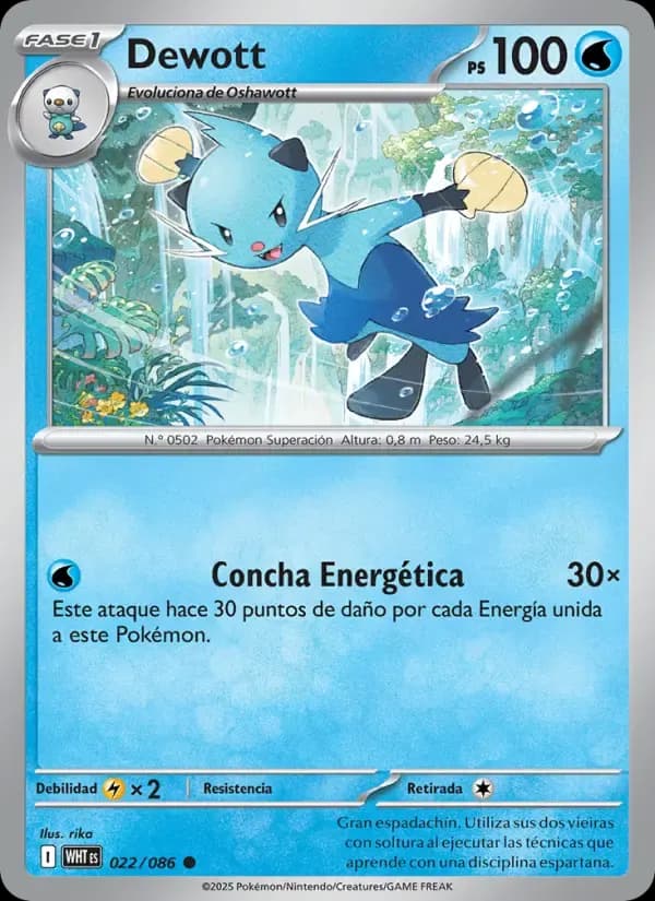 Dewott — Llama Blanca 22 Spanish Pokémon card