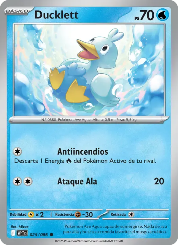 Ducklett — Llama Blanca 25 Spanish Pokémon card