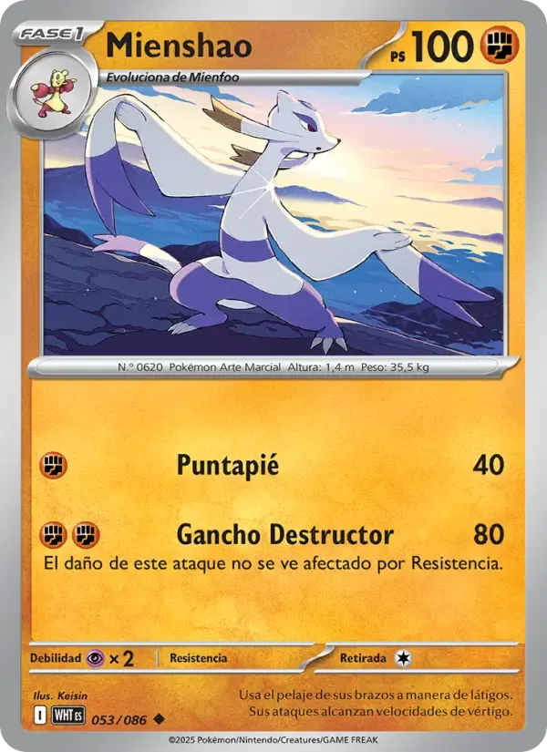 Mienshao — Llama Blanca 53 Spanish Pokémon card
