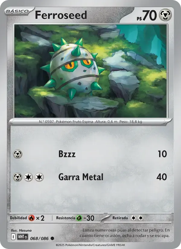 Ferroseed — Llama Blanca 68 Spanish Pokémon card