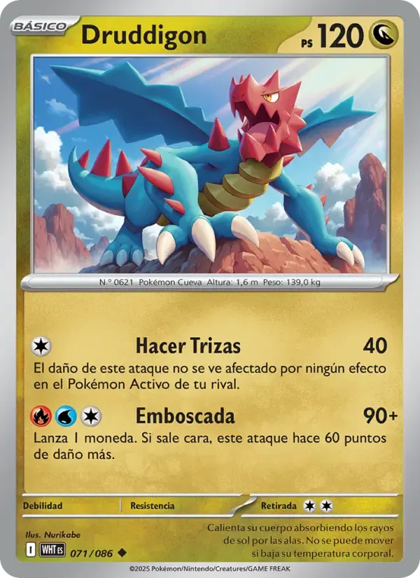 Druddigon — Llama Blanca 71 Spanish Pokémon card
