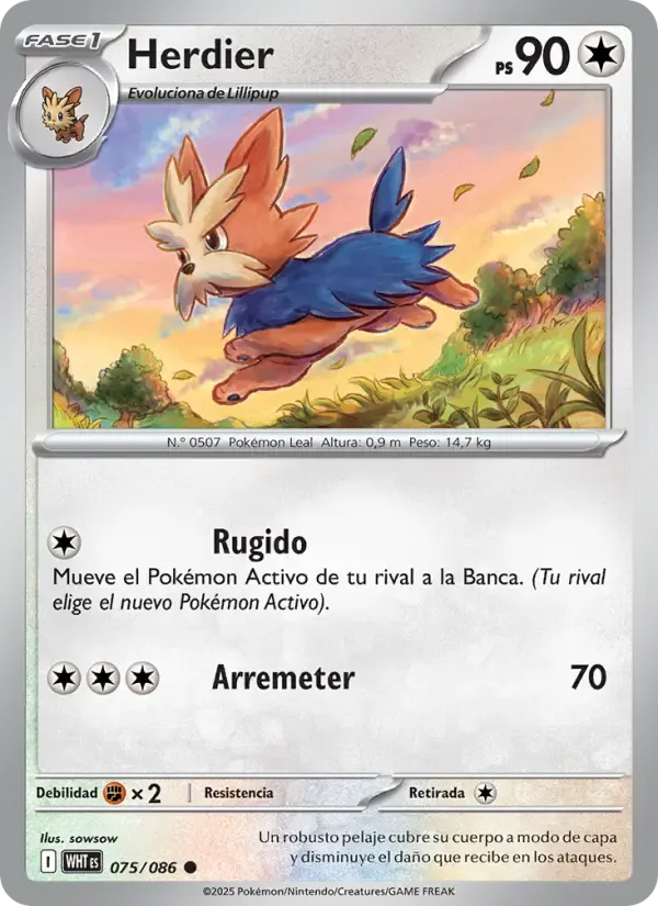Herdier — Llama Blanca 75 Spanish Pokémon card