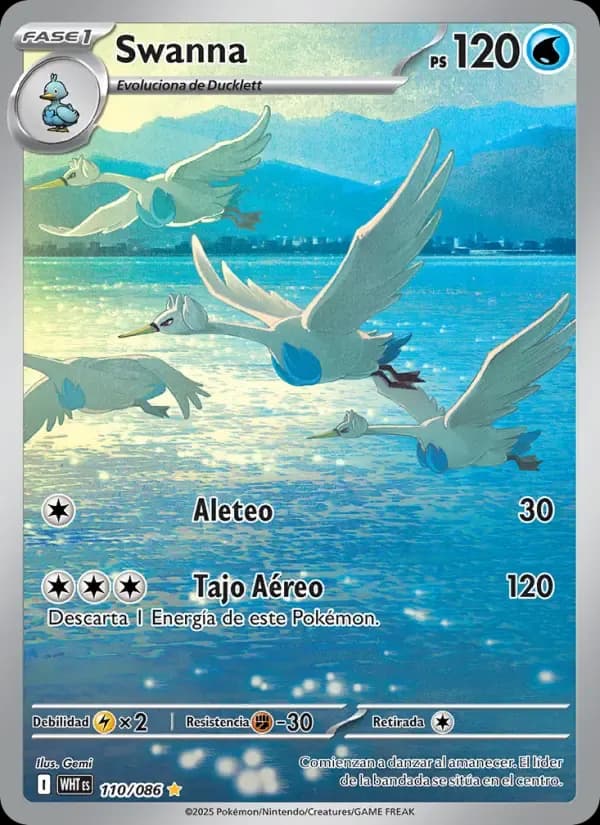 Swanna — Llama Blanca 110 Spanish Pokémon card
