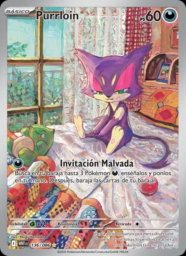 Purrloin — Llama Blanca 136 Spanish Pokémon card
