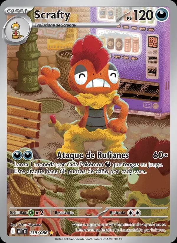 Scrafty — Llama Blanca 139 Spanish Pokémon card