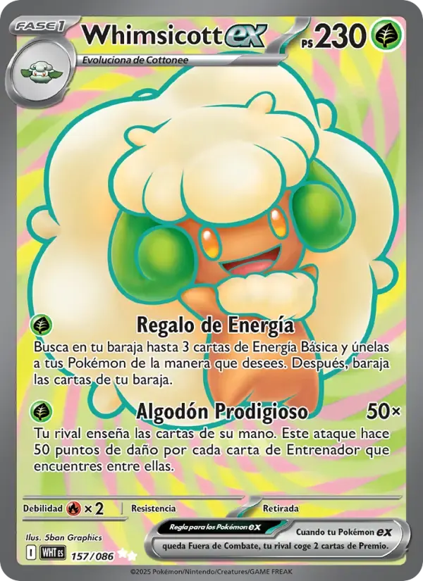 Whimsicott ex — Llama Blanca 157 Spanish Pokémon card