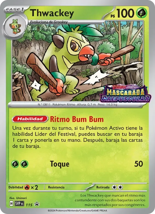 Thwackey — SVP Black Star Promos 115 Spanish Pokémon card