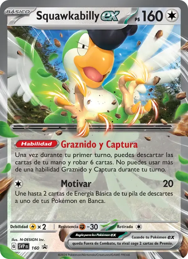 Squawkabilly ex — SVP Black Star Promos 160 Spanish Pokémon card
