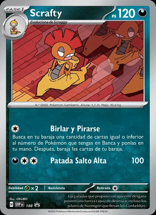 Scrafty — SVP Black Star Promos 188 Spanish Pokémon card