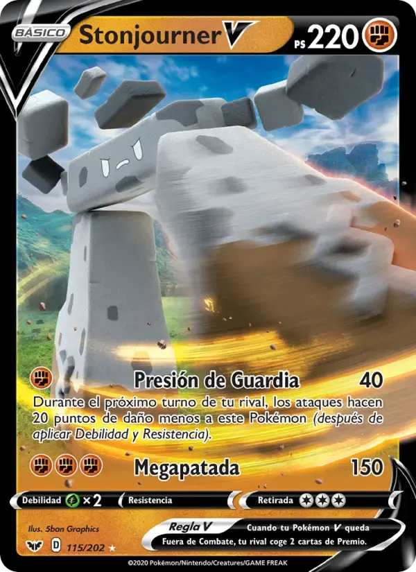 Stonjourner V — Espada y Escudo 115 Spanish Pokémon card