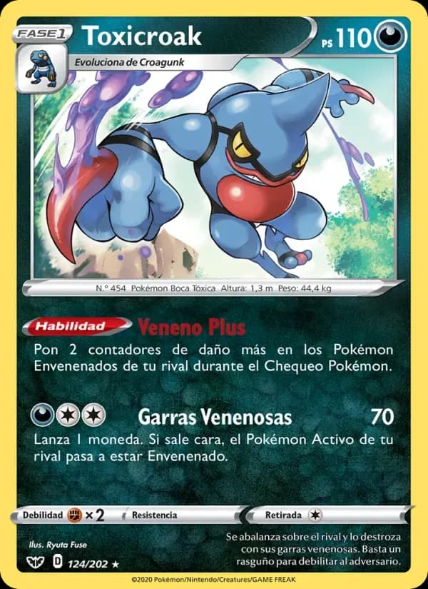 Toxicroak — Espada y Escudo 124 Spanish Pokémon card