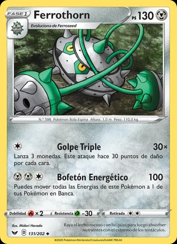 Ferrothorn — Espada y Escudo 131 Spanish Pokémon card