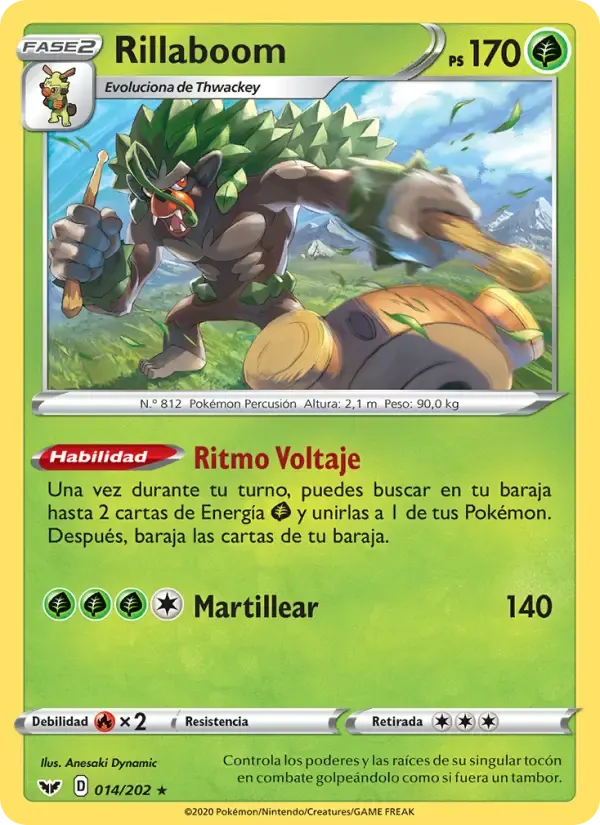 Rillaboom — Espada y Escudo 14 Spanish Pokémon card